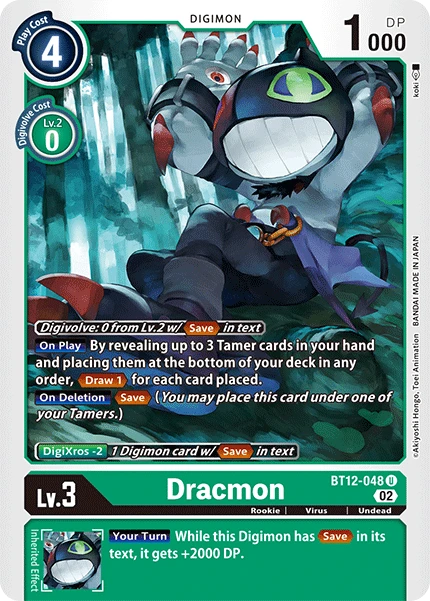 Digimon Card Game Sammelkarte BT12-048 Dracmon