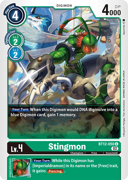 Digimon Card Game Sammelkarte BT12-050 Stingmon