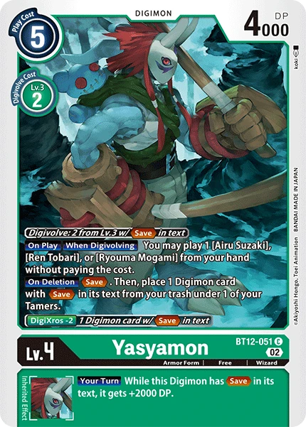 Digimon Card Game Sammelkarte BT12-051 Yasyamon