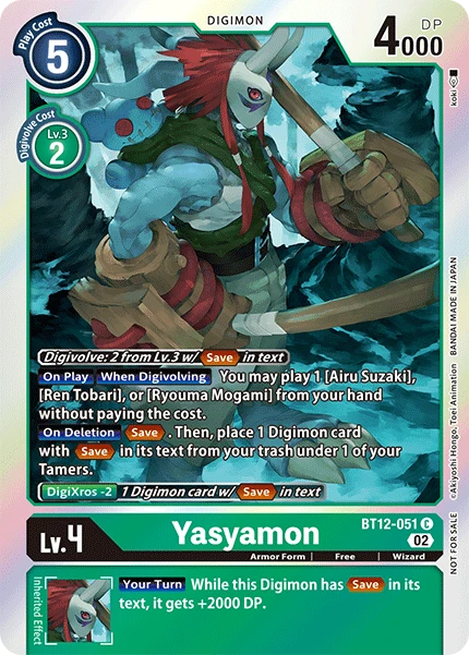 Digimon Card Game Sammelkarte BT12-051 Yasyamon alternatives Artwork 1