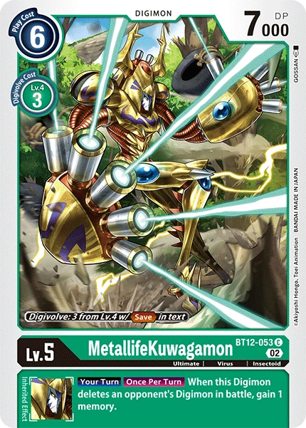 Digimon Card Game Sammelkarte BT12-053 MetallifeKuwagamon
