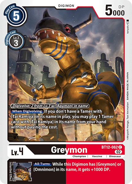 Digimon Card Game Sammelkarte BT12-062 Greymon