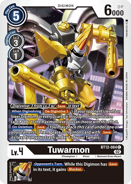 Digimon Card Game Sammelkarte BT12-064 Tuwarmon