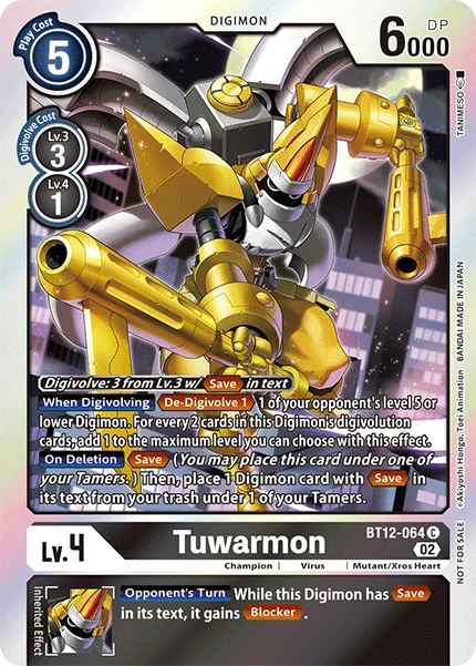Digimon Card Game Sammelkarte BT12-064 Tuwarmon alternatives Artwork 1
