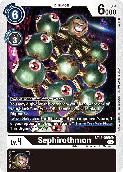 Digimon Card Game Sammelkarte BT12-065 Sephirothmon