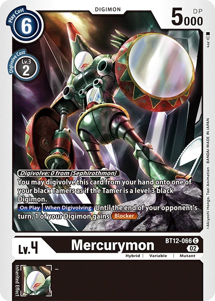 Digimon Card Game Sammelkarte BT12-066 Mercurymon