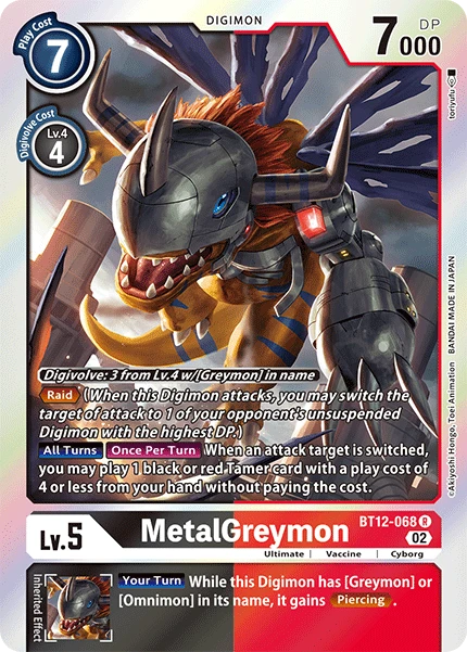 Digimon Card Game Sammelkarte BT12-068 MetalGreymon