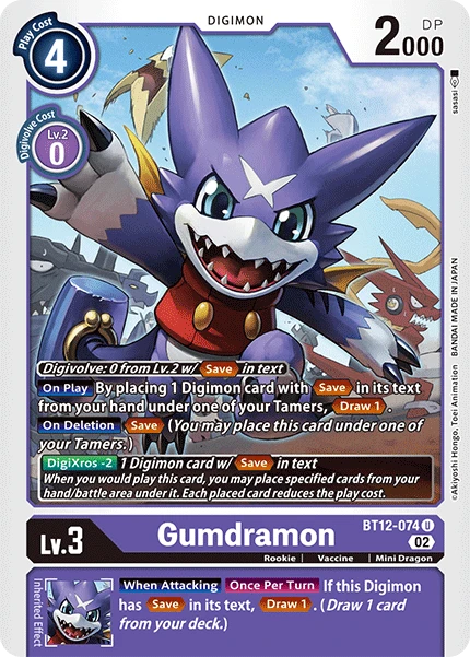 Digimon Card Game Sammelkarte BT12-074 Gumdramon