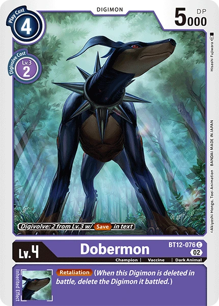 Digimon Card Game Sammelkarte BT12-076 Dobermon