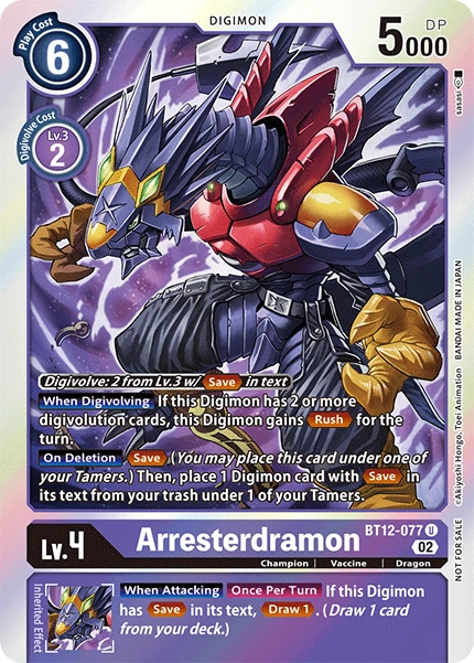 Digimon Card Game Sammelkarte BT12-077 Arresterdramon alternatives Artwork 1