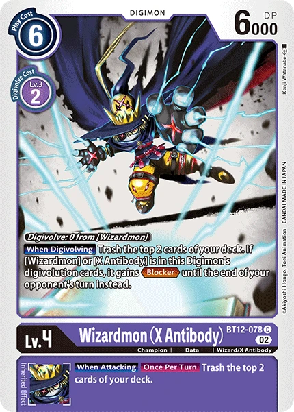 Digimon Card Game Sammelkarte BT12-078 Wizardmon (X Antibody)