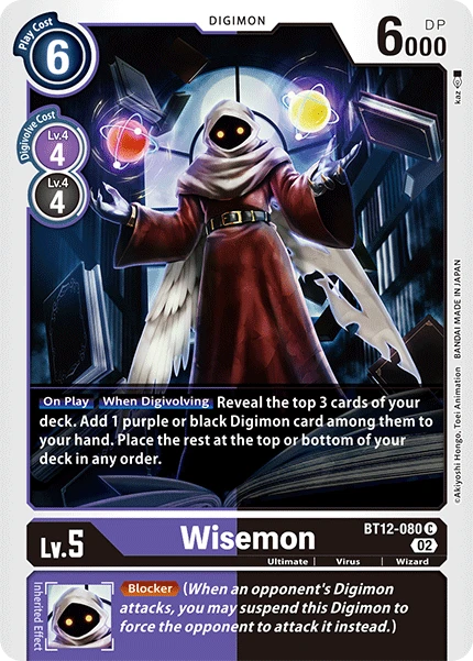 Digimon Card Game Sammelkarte BT12-080 Wisemon