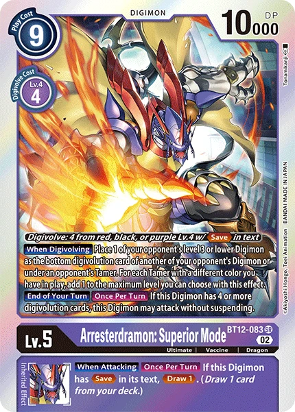 Digimon Card Game Sammelkarte BT12-083 Arresterdramon: Superior Mode