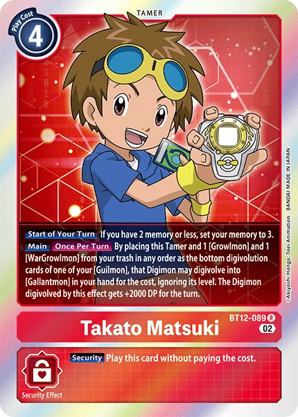 Digimon Card Game Sammelkarte BT12-089 Takato Matsuki
