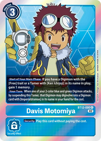 Digimon Card Game Sammelkarte BT12-090 Davis Motomiya