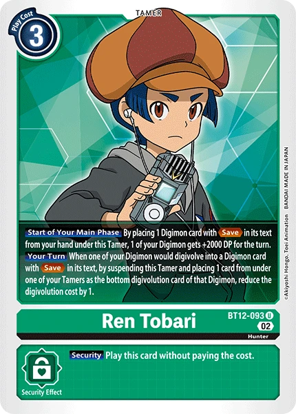 Digimon Card Game Sammelkarte BT12-093 Ren Tobari