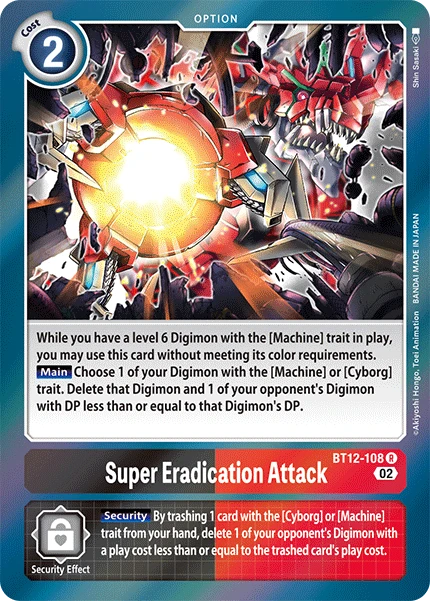 Digimon Card Game Sammelkarte BT12-108 Super Eradication Attack