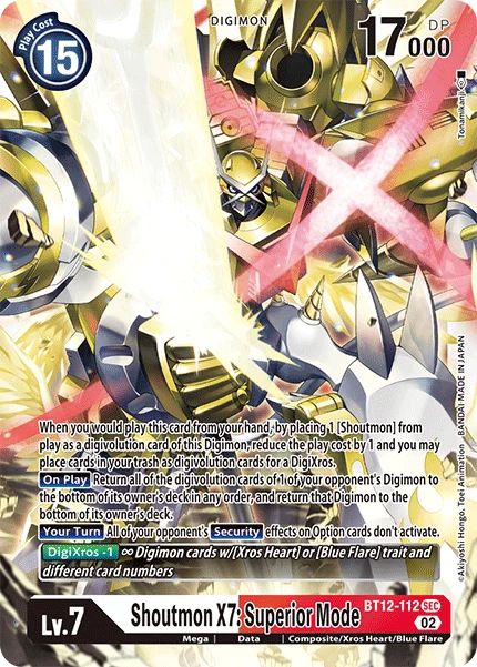 Digimon Card Game Sammelkarte BT12-112 Shoutmon X7: Superior Mode