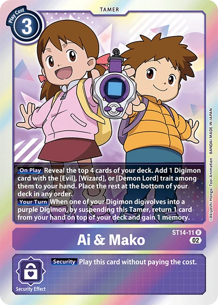 Digimon Card Game Sammelkarte ST14-11 Ai & Mako