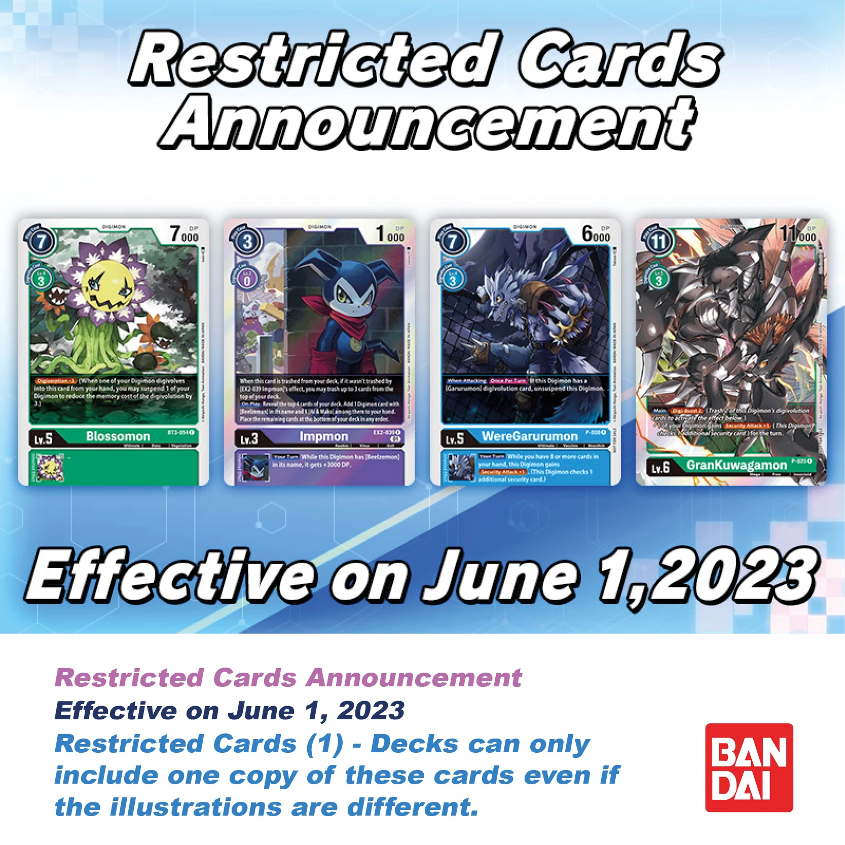 Digimon Card Game Restricted Cards ab Juni 2023