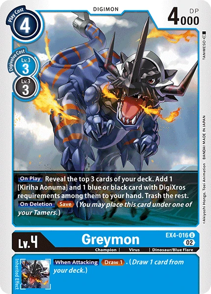 Digimon Card Game Sammelkarte EX4-016 Greymon