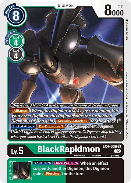 Digimon Card Game Sammelkarte EX4-036 BlackRapidmon