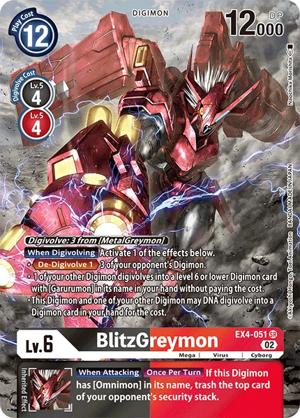 Digimon Card Game Sammelkarte EX4-051 BlitzGreymon alternatives Artwork 1