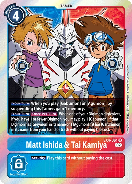 Digimon Card Game Sammelkarte EX4-061 Matt Ishida & Tai Kamiya