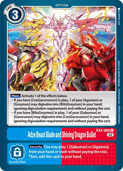 Digimon Card Game Sammelkarte EX4-066 Adze Beast Blade and Shining Dragon Bullet