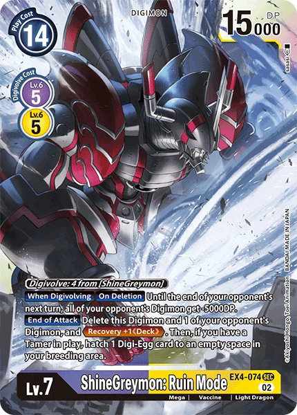 Digimon Card Game Sammelkarte EX4-074 ShineGreymon: Ruin Mode