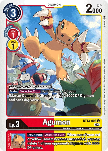 Digimon Card Game Sammelkarte BT13-008 Agumon