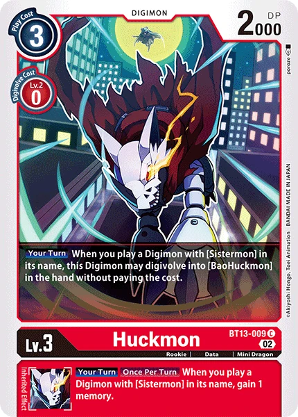 Digimon Card Game Sammelkarte BT13-009 Huckmon