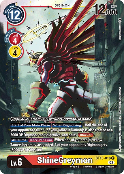 Digimon Card Game Sammelkarte BT13-018 ShineGreymon