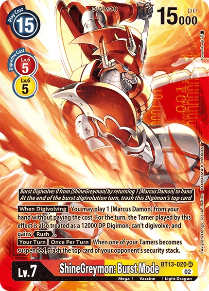 Digimon Card Game Sammelkarte BT13-020 ShineGreymon: Burst Mode alternatives Artwork 2
