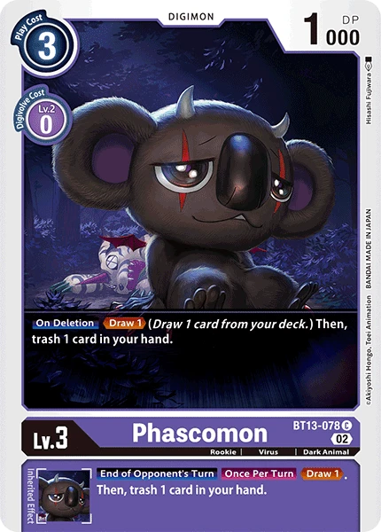 Digimon Card Game Sammelkarte BT13-078 Phascomon