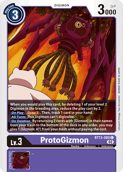 Digimon Card Game Sammelkarte BT13-080 ProtoGizmon