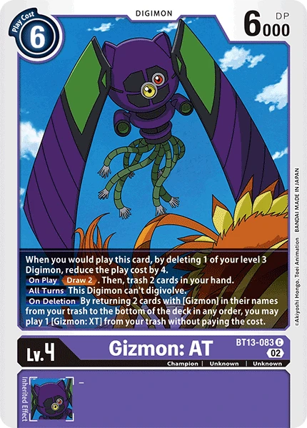 Digimon Card Game Sammelkarte BT13-083 Gizmon: AT