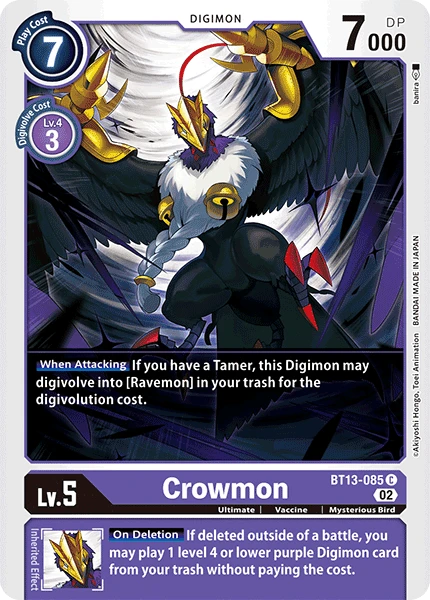 Digimon Card Game Sammelkarte BT13-085 Crowmon
