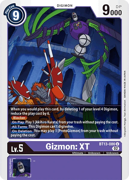 Digimon Card Game Sammelkarte BT13-086 Gizmon: XT