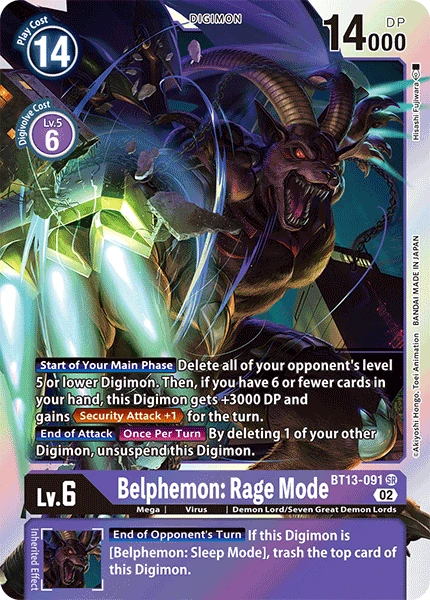 Digimon Card Game Sammelkarte BT13-091 Belphemon: Rage Mode