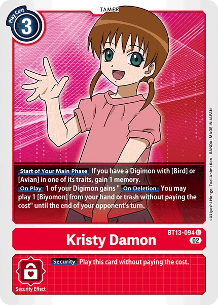 Digimon Card Game Sammelkarte BT13-094 Kristy Damon