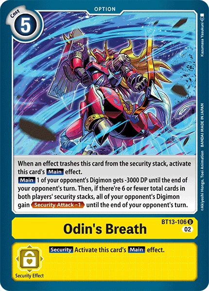 Digimon Card Game Sammelkarte BT13-106 Odin's Breath
