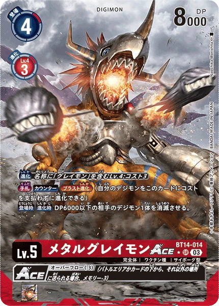 Digimon Card Game Sammelkarte BT14-014 MetalGreymon ACE alternatives Artwork 1