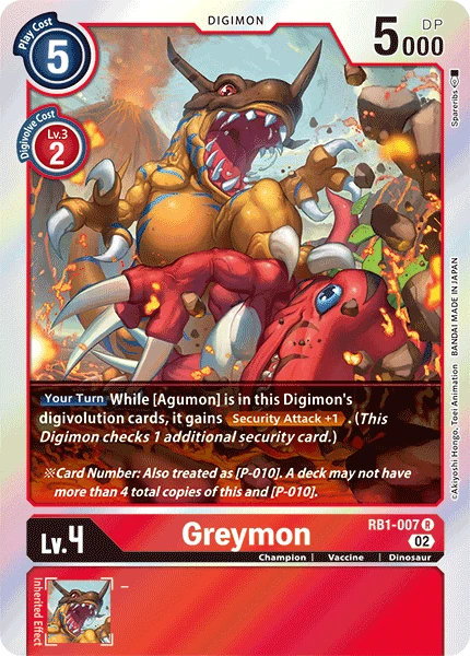 Digimon Card Game Sammelkarte RB1-007 Greymon