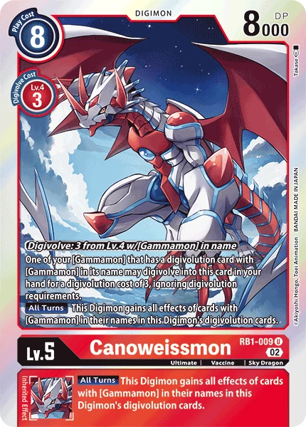 Digimon Card Game Sammelkarte RB1-009 Canoweissmon
