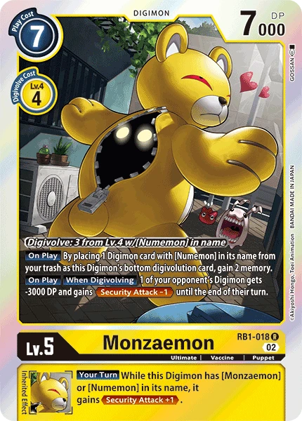 Digimon Card Game Sammelkarte RB1-018 Monzaemon