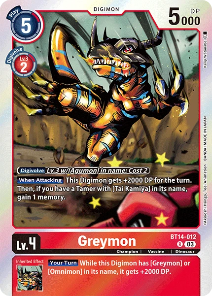 Digimon Card Game Sammelkarte BT14-012 Greymon
