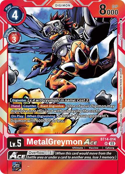 Digimon Card Game Sammelkarte BT14-014 MetalGreymon ACE