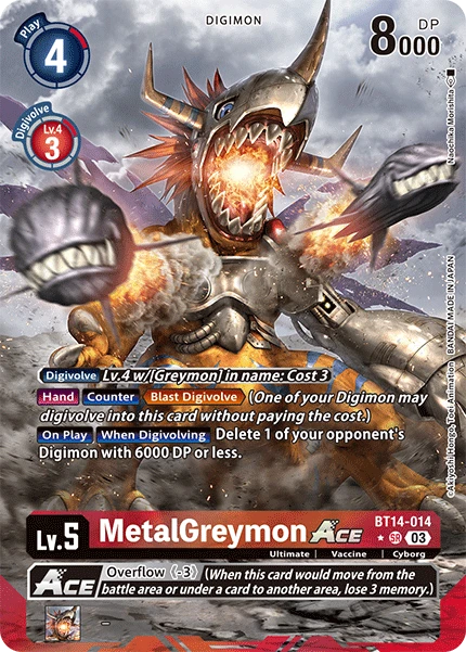 Digimon Card Game Sammelkarte BT14-014 MetalGreymon ACE alternatives Artwork 1