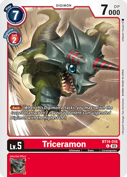 Digimon Card Game Sammelkarte BT14-016 Triceramon